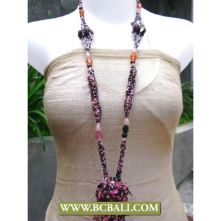 Bcbali Multi Beaded Layer Necklace with Stone Pendant